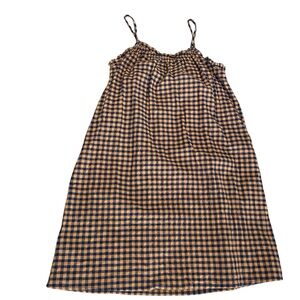 Zara Girls Navy and Orange Gingham Dress Size 6